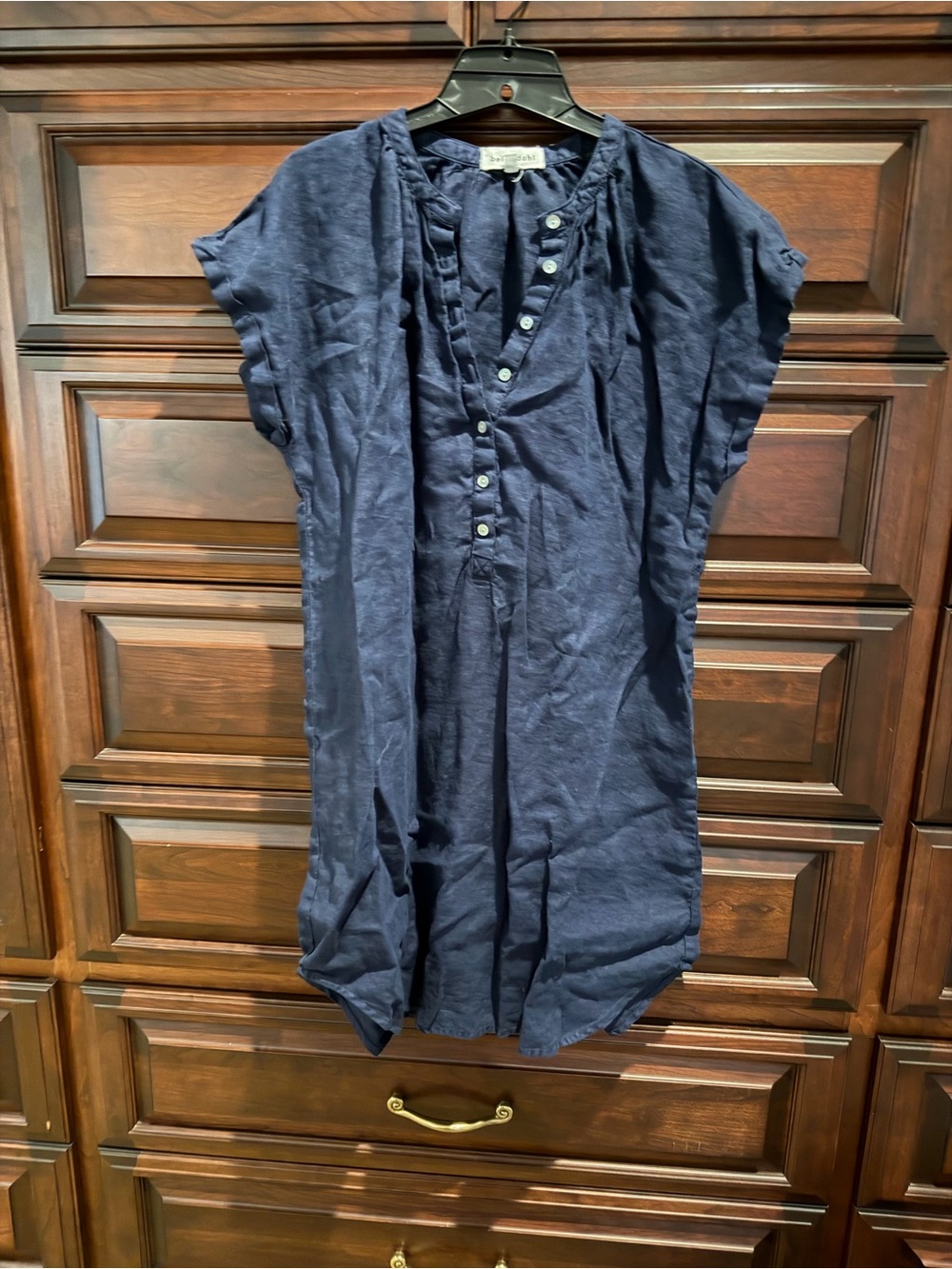 Bella Dahl Navy Short-Sleeve Button Tunic